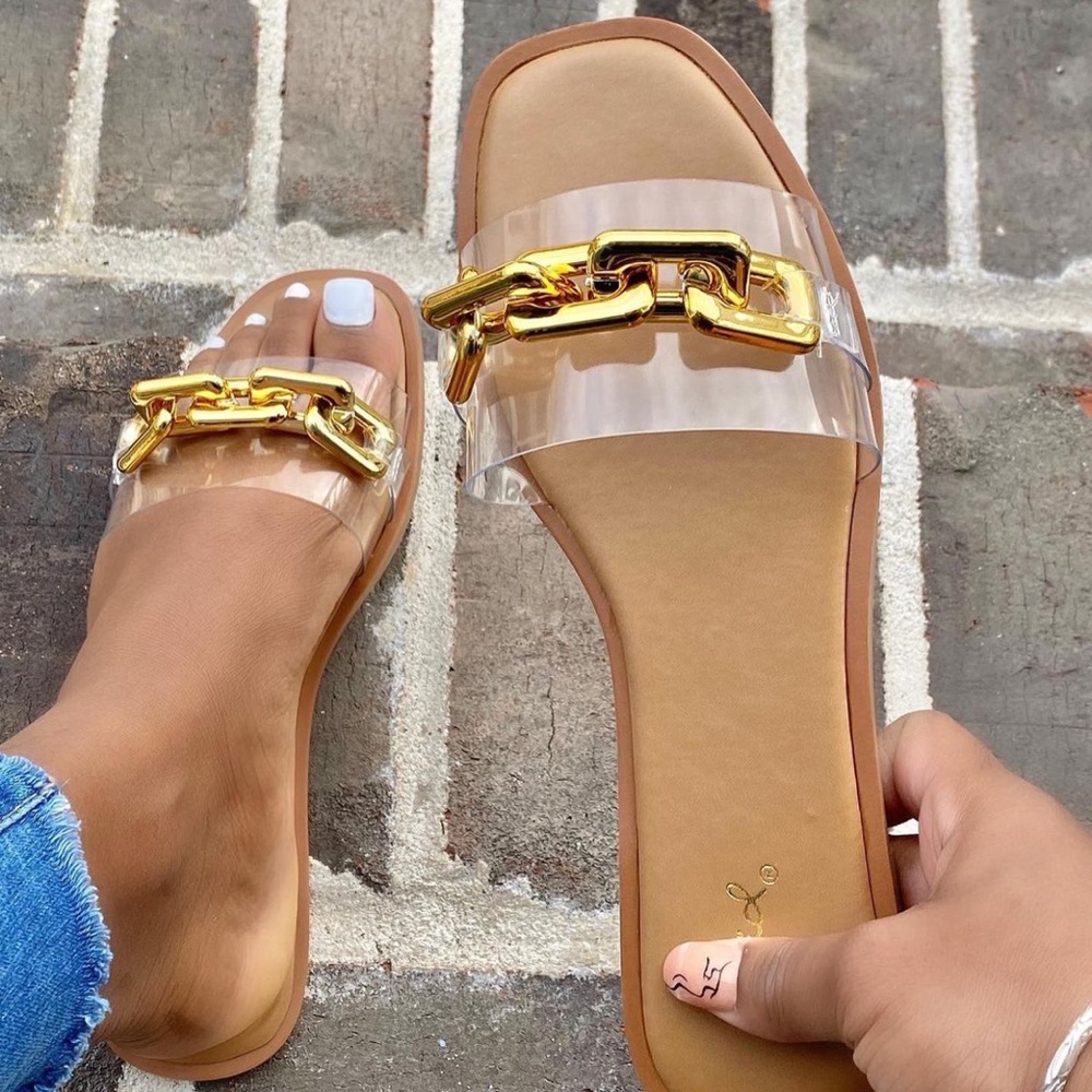 🤩New Qupid Transparent Gold Chain Sandal